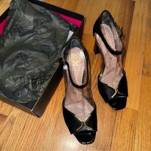 Vince Camuto Black and Gold Heels